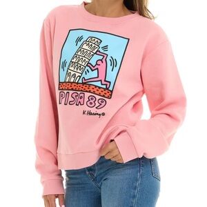 Keith Haring Iconic Graphic Pink Pisa Sweatshirt